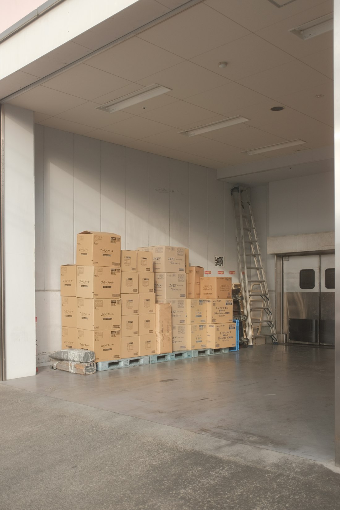 Packed boxes staged safely for dispatch